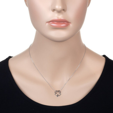 Strieborný náhrdelník - štvorlístok, dĺžka 43 až 46 cm | Argento.sk