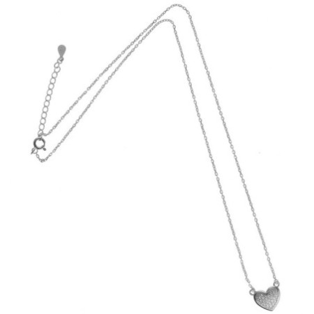 Strieborný náhrdelník - srdiečko, číre okrúhle zirkóny, dĺžka 43 až 46 cm | Argento.sk