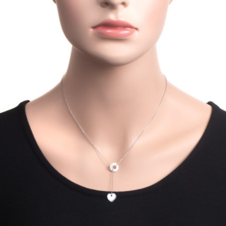 Strieborný náhrdelník - srdiečko, dĺžka 43 až 46 cm | Argento.sk