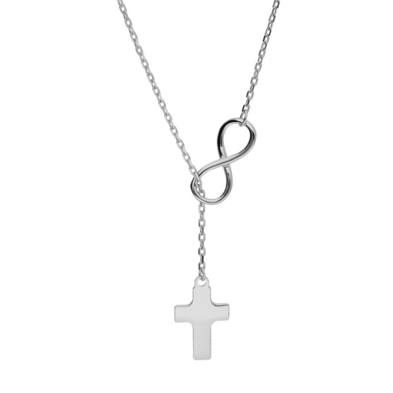 Strieborný náhrdelník - nekonečno, krížik, dĺžka 43 až 46 cm | Argento.sk