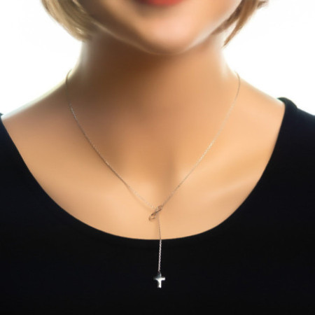 Strieborný náhrdelník - nekonečno, krížik, dĺžka 43 až 46 cm | Argento.sk