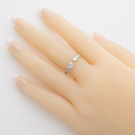 Strieborný prsteň - srdiečko, perleť, číre zirkóny | Argento.sk