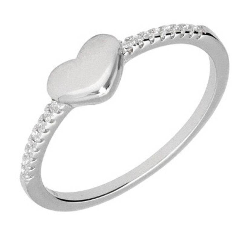 Strieborný prsteň - srdiečko, číre okrúhle zirkóny | Argento.sk
