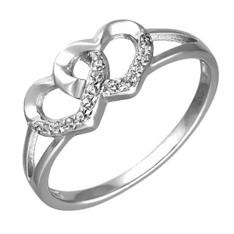 Strieborný prsteň - srdiečko, číre okrúhle zirkóny | Argento.sk