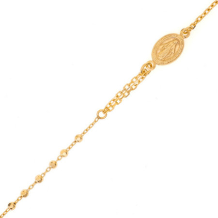 Pozlátený strieborný náramok ruženec - 1 desiatok, krížik, Zázračná medaila, dĺžka 20 až 23 cm | Argento.sk