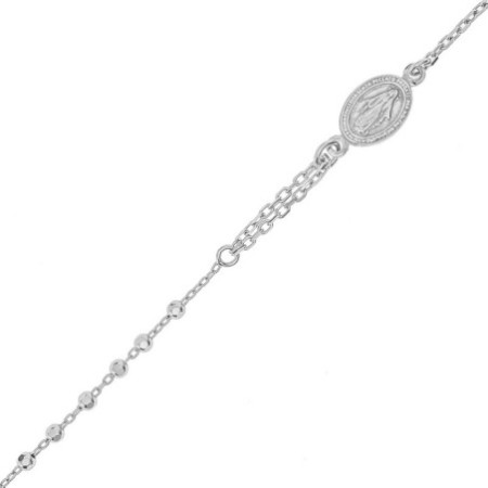 Strieborný náramok ruženec - 1 desiatok, krížik, Zázračná medaila, dĺžka 17 až 20 cm | Argento.sk