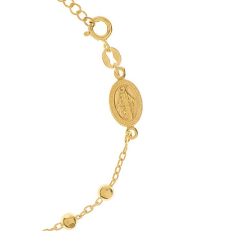 Pozlátený strieborný náramok ruženec - 1 desiatok, krížik, Zázračná medaila, dĺžka 18 až 20 cm | Argento.sk