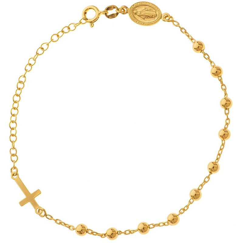 Pozlátený strieborný náramok ruženec - 1 desiatok, krížik, Zázračná medaila | Argento.sk