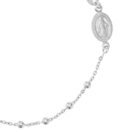 Strieborný náramok ruženec - 1 desiatok, krížik, Zázračná medaila, dĺžka 17 až 20 cm | Argento.sk