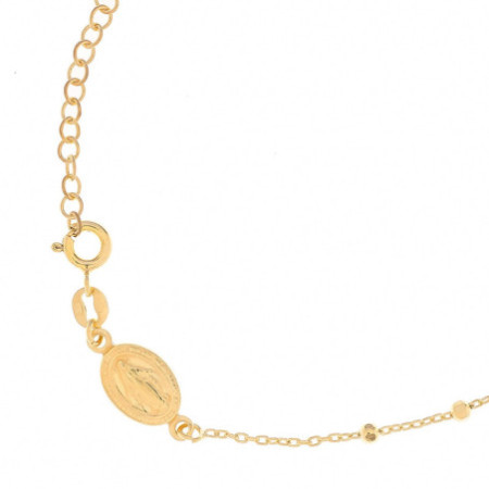 Pozlátený strieborný náramok ruženec - 1 desiatok, krížik, Zázračná medaila, dĺžka 17 až 20 cm | Argento.sk