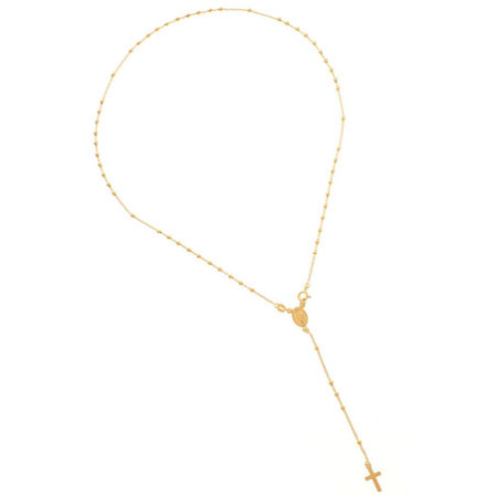Pozlátený strieborný náhrdelník - ruženec, 5 desiatkov, krížik, Zázračná medaila, dĺžka 50 cm | Argento.sk