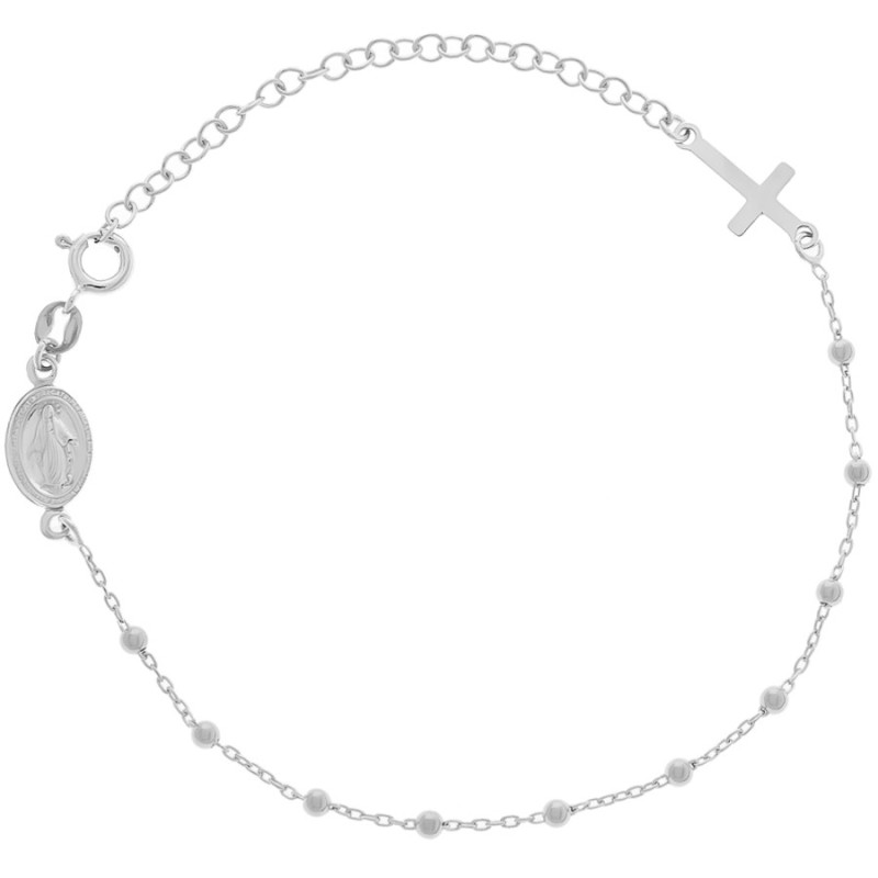Strieborný náramok ruženec - 1 desiatok, krížik, Zázračná medaila, dĺžka 17 až 23 cm | Argento.sk