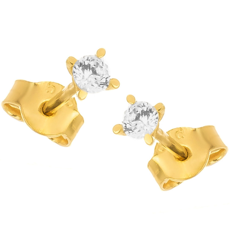 Zlaté náušnice - číry okrúhly zirkón, priemer 2,8 mm | Argento.sk