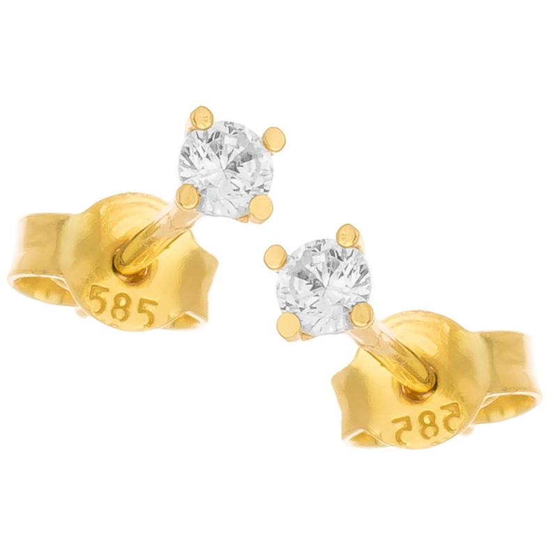 Zlaté náušnice - číry okrúhly zirkón, priemer 2,5 mm | Argento.sk