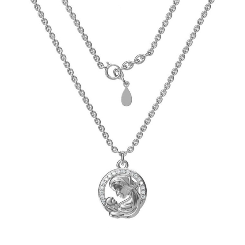 Strieborný náhrdelník - mama s dieťaťom, číre okrúhle zirkóny, dĺžka 43 až 46 cm | Argento.sk