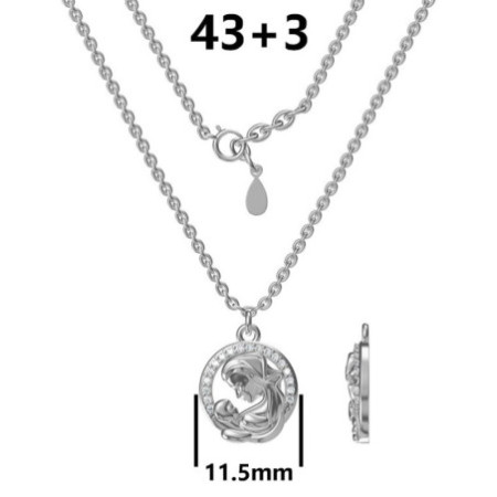 Strieborný náhrdelník - mama s dieťaťom, číre okrúhle zirkóny, dĺžka 43 až 46 cm | Argento.sk