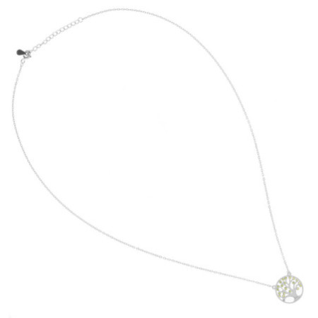 Strieborný náhrdelník - strom života, zelené okrúhle zirkóny, dĺžka 43 až 46 cm | Argento.sk