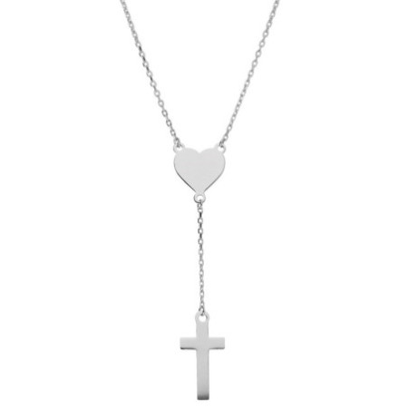 Strieborný náhrdelník - srdiečko, krížik, dĺžka 43 až 46 cm | Argento.sk