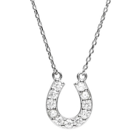 Strieborný náhrdelník - podkova, číre okrúhle zirkóny, dĺžka 43 až 46 cm | Argento.sk