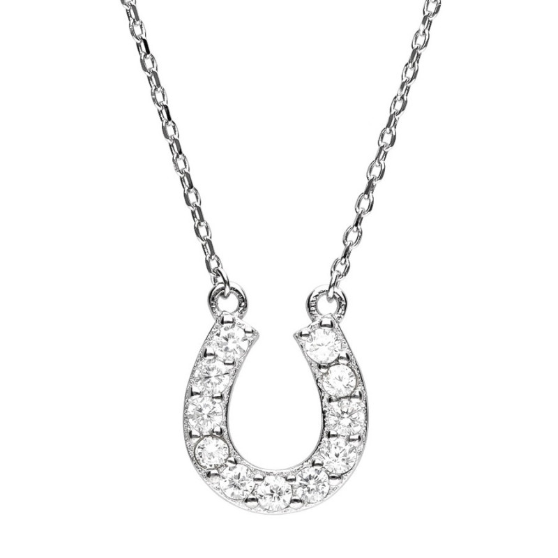 Strieborný náhrdelník - podkova, číre okrúhle zirkóny, dĺžka 43 až 46 cm | Argento.sk