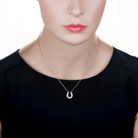 Strieborný náhrdelník - podkova, číre okrúhle zirkóny, dĺžka 43 až 46 cm | Argento.sk