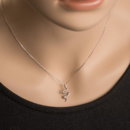 Strieborný náhrdelník - had, číre okrúhle zirkóny, dĺžka 43 až 46 cm | Argento.sk