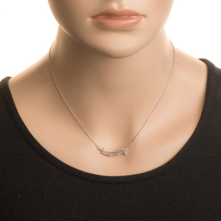 Strieborný náhrdelník - krížik, farebné okrúhle zirkóny, dĺžka 42 až 45 cm | Argento.sk