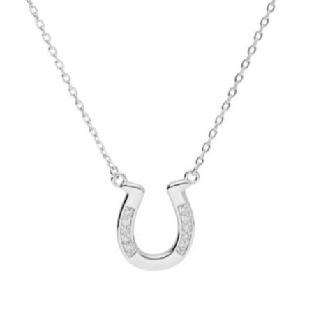 Strieborný náhrdelník - podkova, číre okrúhle zirkóny, dĺžka 43 až 46 cm | Argento.sk