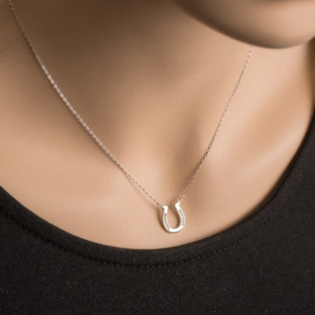 Strieborný náhrdelník - podkova, číre okrúhle zirkóny, dĺžka 43 až 46 cm | Argento.sk