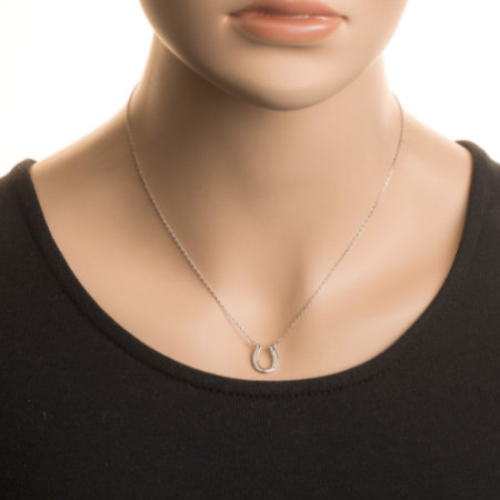 Strieborný náhrdelník - podkova, číre okrúhle zirkóny, dĺžka 43 až 46 cm | Argento.sk