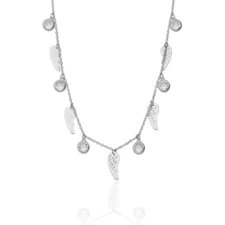 Strieborný náhrdelník - anjelské krídlo, číre okrúhle zirkóny, dĺžka 43 až 46 cm | Argento.sk
