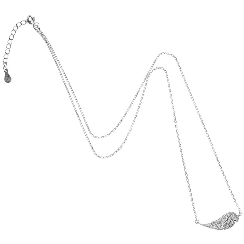 Strieborný náhrdelník - anjelské krídlo, číre okrúhle zirkóny, dĺžka 42 až 46 cm | Argento.sk
