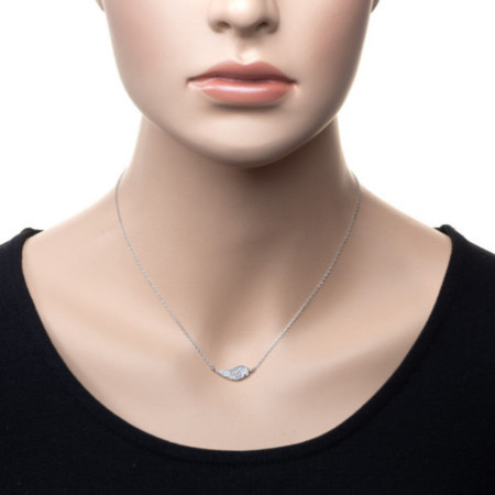 Strieborný náhrdelník - anjelské krídlo, číre okrúhle zirkóny, dĺžka 42 až 46 cm | Argento.sk