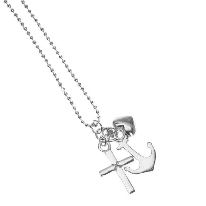 Strieborný náhrdelník - srdiečko, kotva, krížik, dĺžka 43 až 46 cm | Argento.sk