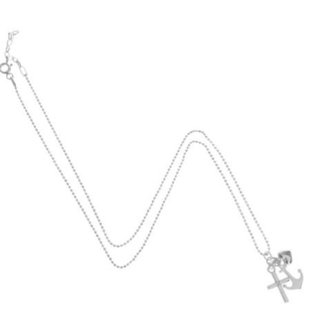 Strieborný náhrdelník - srdiečko, kotva, krížik, dĺžka 43 až 46 cm | Argento.sk