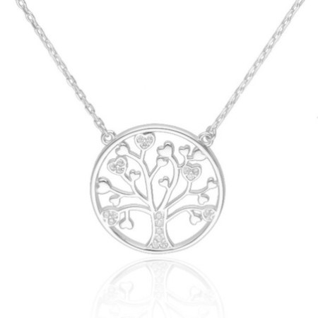 Strieborný náhrdelník - strom života, číre okrúhle zirkóny, dĺžka 42 až 46 cm | Argento.sk