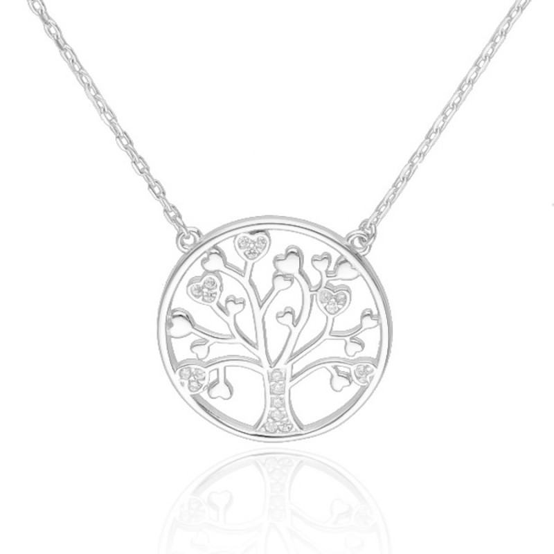 Strieborný náhrdelník - strom života, číre okrúhle zirkóny, dĺžka 42 až 46 cm | Argento.sk
