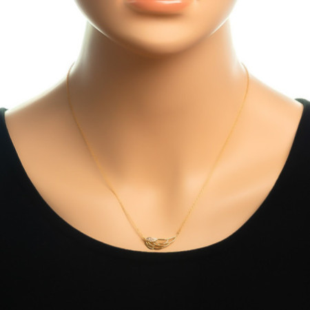 Pozlátený strieborný náhrdelník - anjelské krídlo, číre okrúhle zirkóny, dĺžka 43 až 46 cm | Argento.sk