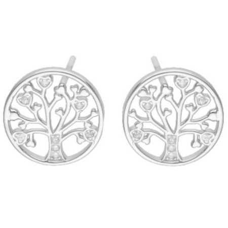 Strieborné náušnice - strom života, číre okrúhle zirkóny, dĺžka 43 až 46 cm | Argento.sk