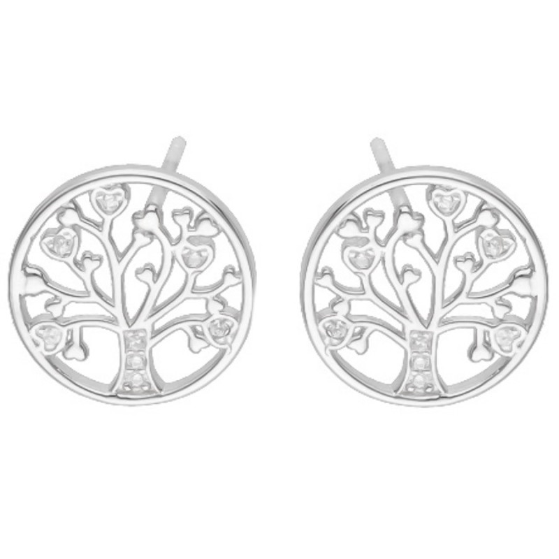 Strieborné náušnice - strom života, číre okrúhle zirkóny, dĺžka 43 až 46 cm | Argento.sk