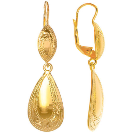 Pozlátené strieborné náušnice - s ručným gravírom | Argento.sk