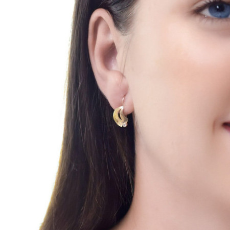 Pozlátené strieborné náušnice - s ručným gravírom, číry okrúhly zirkón | Argento.sk