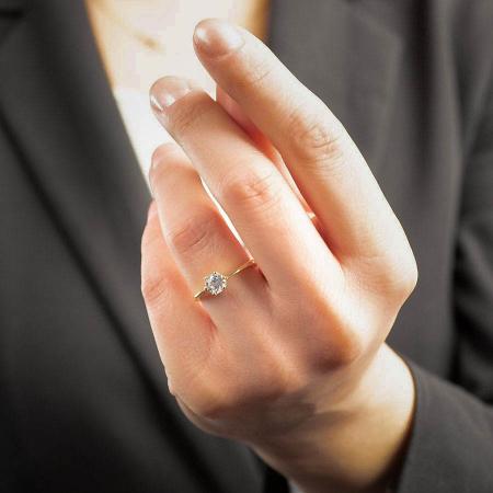 Pozlátený strieborný prsteň - číry okrúhly zirkón | Argento.sk