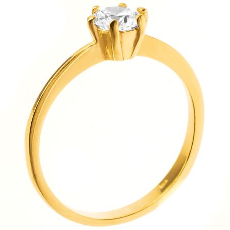 Pozlátený strieborný prsteň - číry okrúhly zirkón | Argento.sk