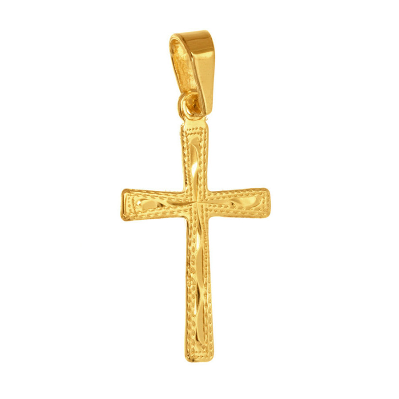 Pozlátený strieborný prívesok - krížik, s ručným gravírom | Argento.sk
