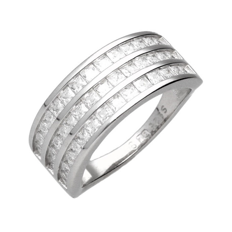 Strieborný prsteň - číre okrúhle zirkóny | Argento.sk