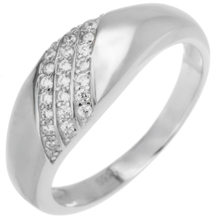 Strieborný prsteň - číre okrúhle zirkóny | Argento.sk