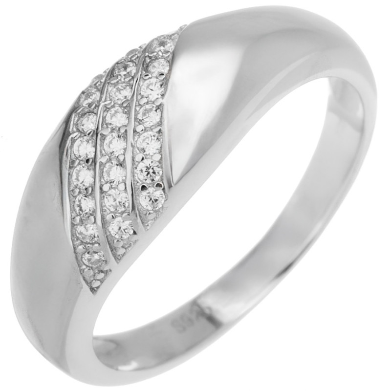 Strieborný prsteň - číre okrúhle zirkóny | Argento.sk