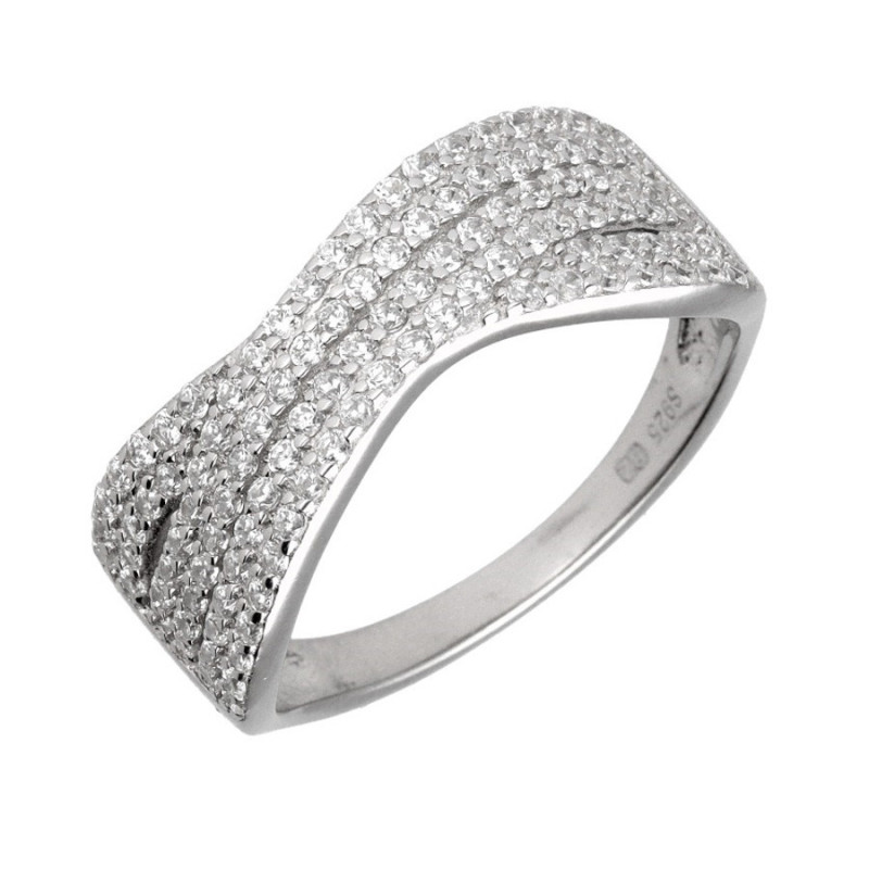 Strieborný prsteň - číre okrúhle zirkóny | Argento.sk