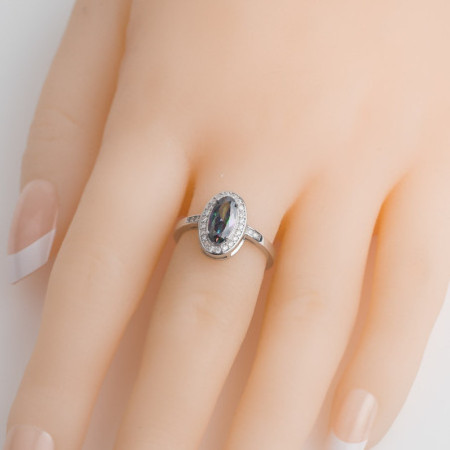 Strieborný prsteň - oválny zirkón Vitrail Light, číre okrúhle zirkóny | Argento.sk